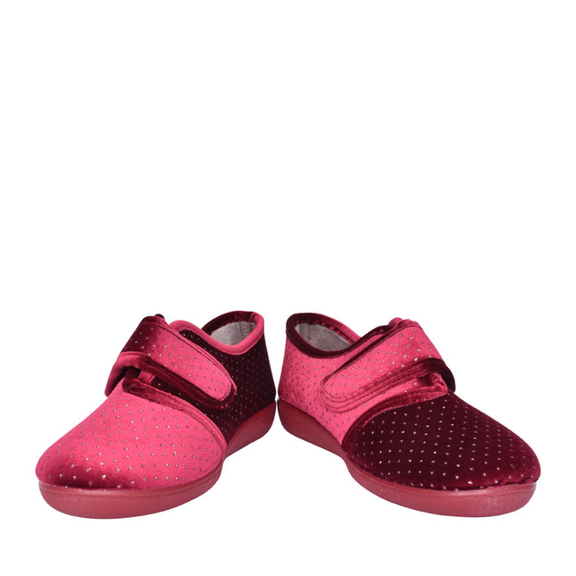 Lotus Janet Bordo Women’s Velour Slippers – Warm Full-Back House Shoe with Adjustable Strap