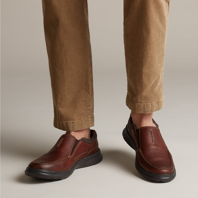 Clarks Cotrell Free Tobacco Leather - Wide Width Slip On - Lightweight & Long-lasting