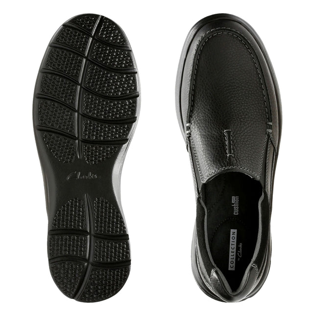 Clarks Cotrell Free Black Oily Leather - Wide Width - Lightweight & Long-lasting