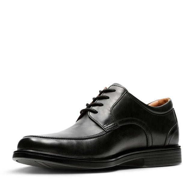 Clarks Un Aldric Park Black Leather Men’s Lace-Up Shoes – Comfort-Focused Leather Shoes for Everyday Wear & Smart-Casual Style