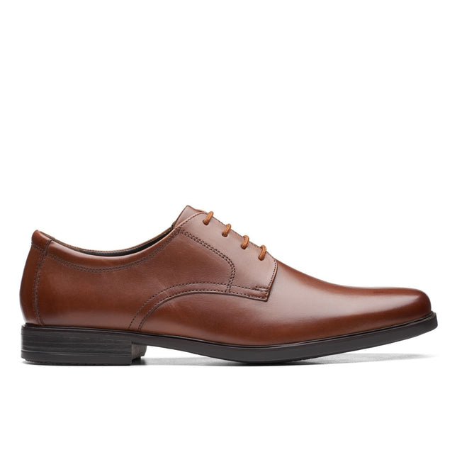 Clarks Men’s Howard Walk Dark Tan Leather Lace-Up Shoes – Classic Formal/Smart-Casual Leather Shoes with Cushion Plus™ Comfort & Grippy Sole