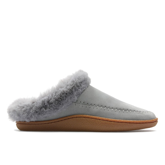 Clarks Pilton Home Grey Suede Womens Slippers