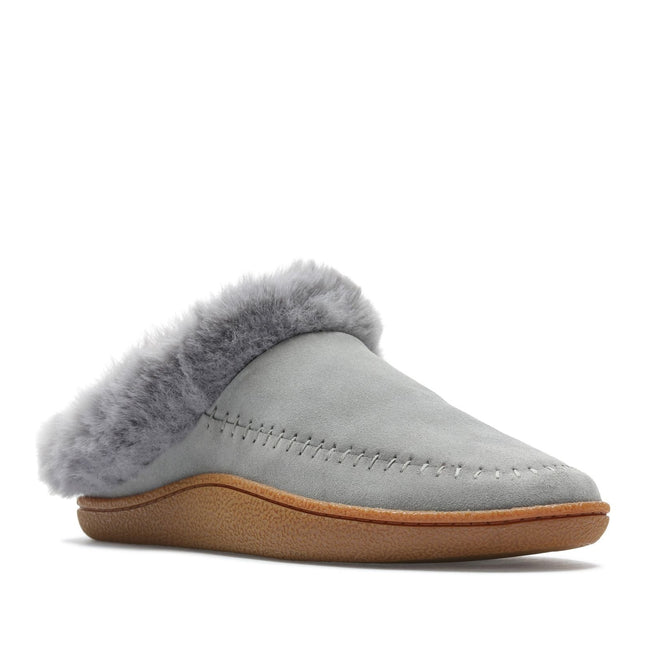 Clarks Pilton Home Grey Suede Womens Slippers