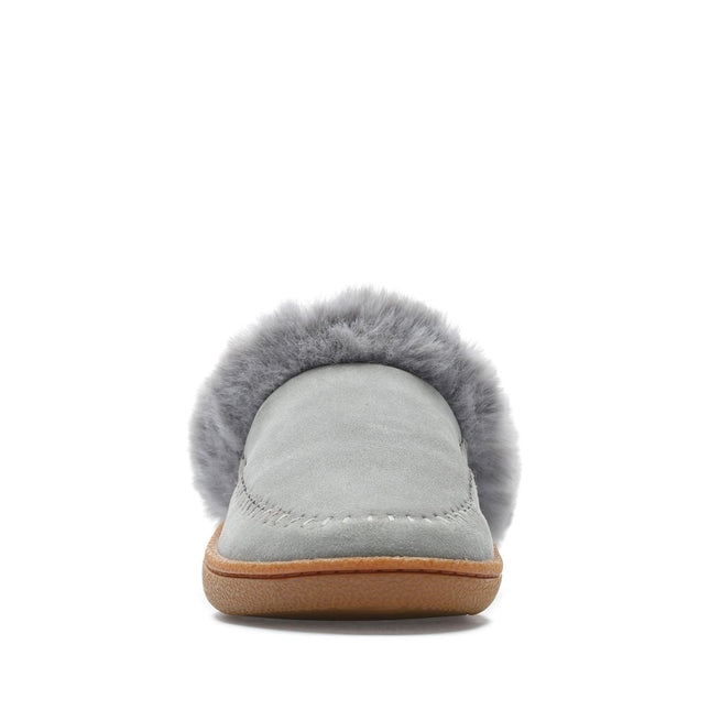 Clarks Pilton Home Grey Suede Womens Slippers