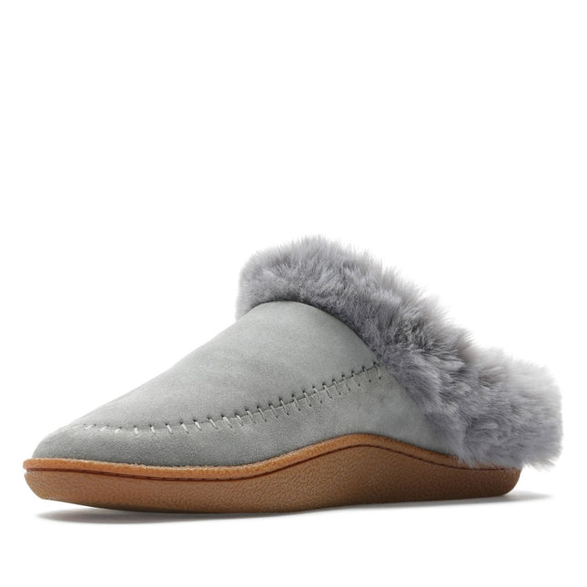 Clarks Pilton Home Grey Suede Womens Slippers