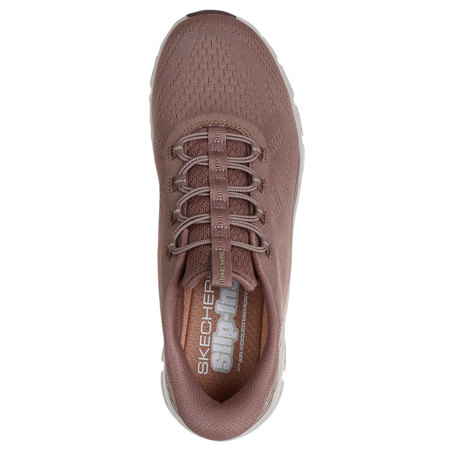 Skechers 104750 — SKECHERS SLIP-INS: GLIDE-STEP ELEVATE - AMAZE Slip-In Mesh Bungee W/3d Design Heel BRN Brown