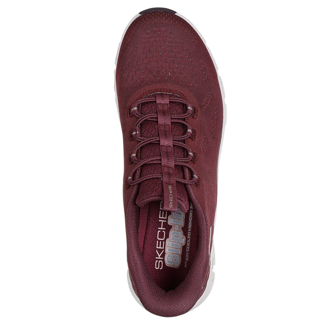 Skechers Women’s 104750 Glide-Step Elevate – Burgundy Slip-On Trainers with Memory Foam & Hands-Free Entry
