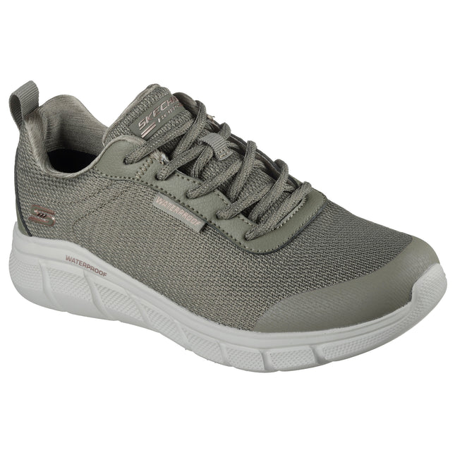 Skechers Women’s 117351 BOBS B Flex – Flex Proof Waterproof Trainers – Olive Mesh & Vegan Leather with Memory Foam Insole