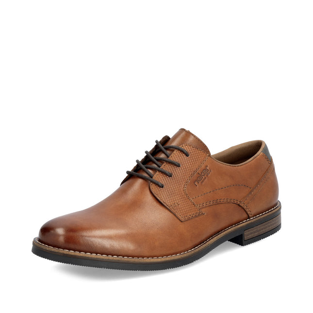 Rieker Men’s 13523-24 Brown Leather Lace-Up Smart Shoes – Classic Everyday Leather Shoes with Cushioned Comfort & Durable Sole