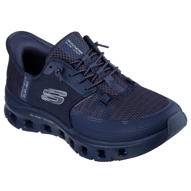 Skechers Women’s 150420 Glide-Step Pro Slip-Ins – Dark Navy Mesh & Leather-Effect Trainer with Hands-Free Entry and Comfortable Memory Foam