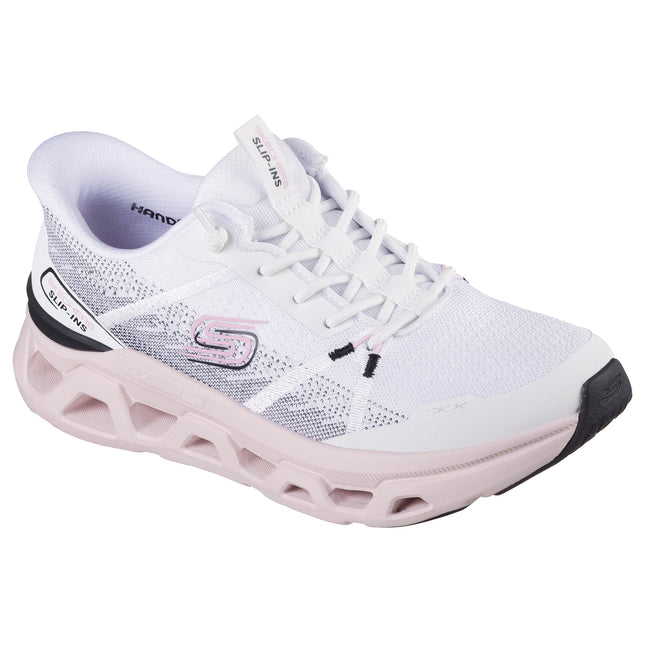 Skechers Women’s 150513 Glide-Step Altus – Fast Lane Slip-Ins Trainers – White Mesh & Leather-Effect with Pink Accents and Hands-Free Slip-On Design