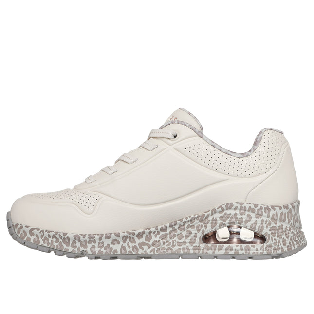 Skechers Women’s 155412 Uno – Safari Time White Leather Trainers with Air-Cooled Memory Foam & Visible Air-Bag Midsole