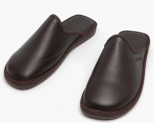 Nordikas 131 - Dublin Moka - Brown Leather Mens Slippers Slide