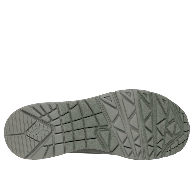 Skechers Women’s 177861 Uno Shiny Scale – Olive Green Mesh & Leather-Effect Trainer with Removable Insole