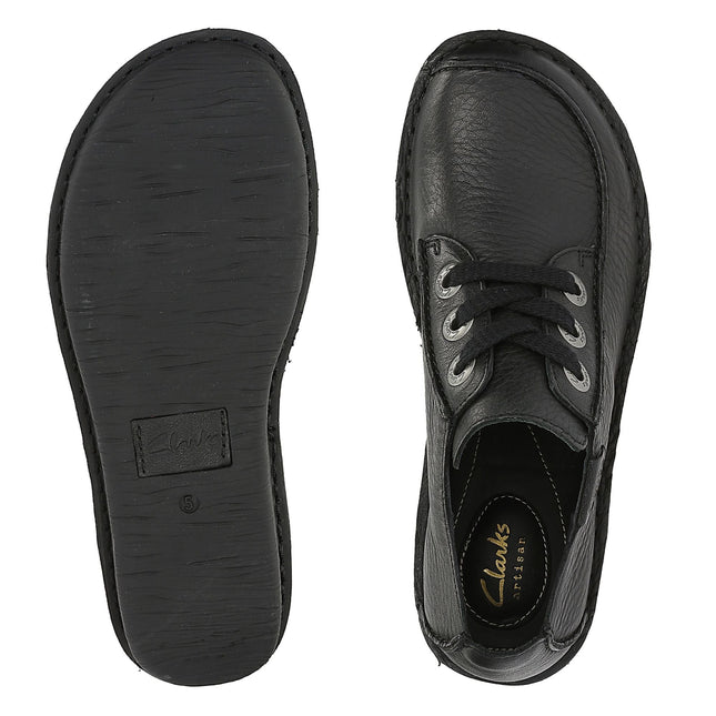 Clarks Women’s Funny Dream Black Leather Lace-Up Shoes – Comfortable Everyday Flats with Cushioned Insole & Flexible Sole