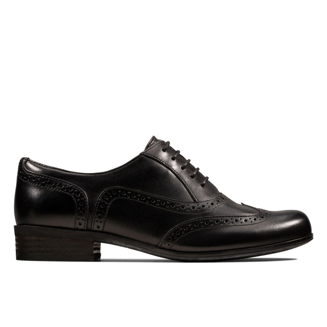 Clarks Women’s Hamble Oak Black Leather Brogues – Classic Lace-Up Brogues with Cushioned Footbed & Low Heel for Everyday Wea