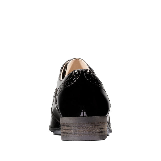 Clarks Women’s Hamble Oak Black Patent Lace-Up Brogues – Polished Patent Leather, Cushioned Comfort & Smart-Casual Style