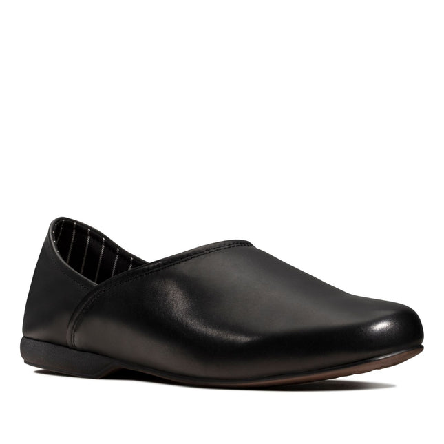 Clarks Harston Elite Black Leather - Standard Width Mens Slippers Classic Style
