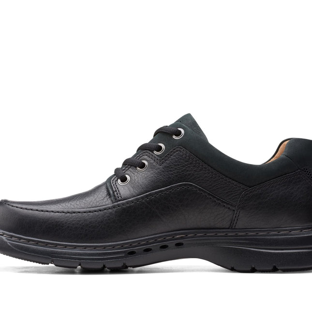 Clarks Un Brawley Lace Black Leather Men’s Casual Shoes – Comfortable Lace-Up Casual Shoes with Soft Leather, Cushioned Comfort & Everyday Versatility - Extra Wide Fit