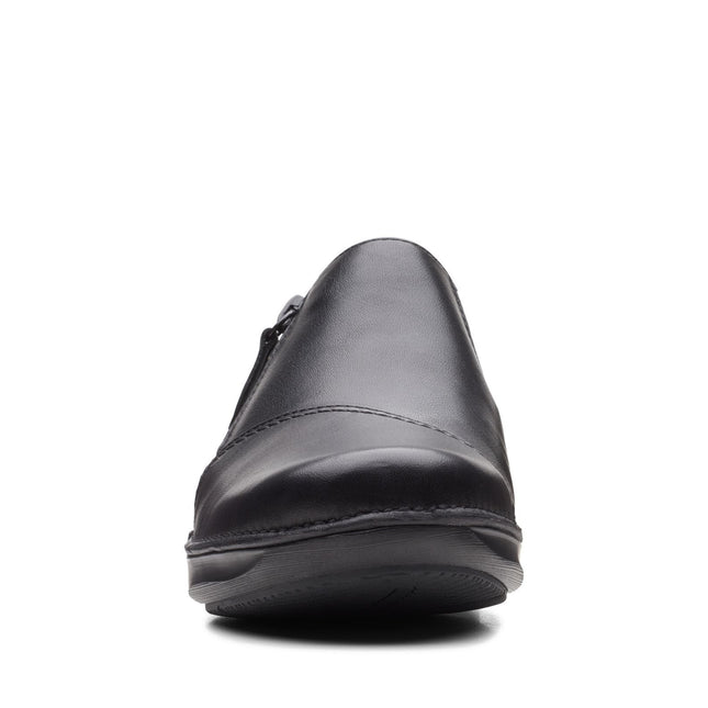 Clarks Women’s Appley Zip Black Leather Ankle Boots – Comfortable Zip-Up Boots with Cushioned Footbed & Flexible Sole