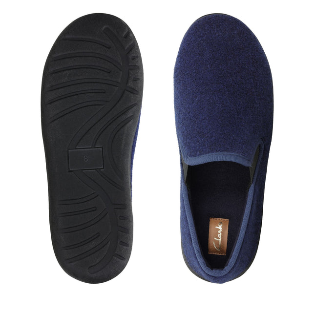 Clarks King Ease Navy Mens Slippers