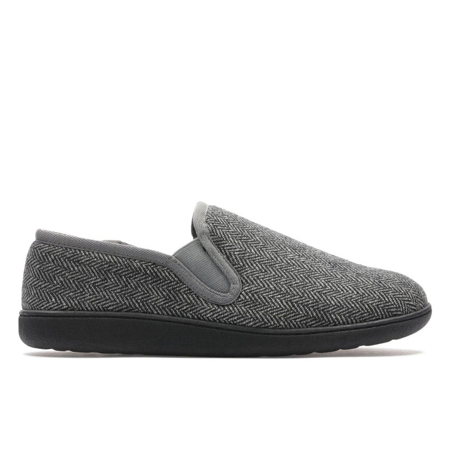 Clarks Men’s King Ease Dark Grey Textile Slip-On Slipper – Easy On/Off Comfort Slipper