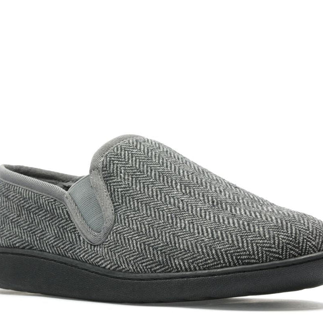 Clarks Men’s King Ease Dark Grey Textile Slip-On Slipper – Easy On/Off Comfort Slipper