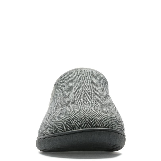 Clarks Men’s King Ease Dark Grey Textile Slip-On Slipper – Easy On/Off Comfort Slipper