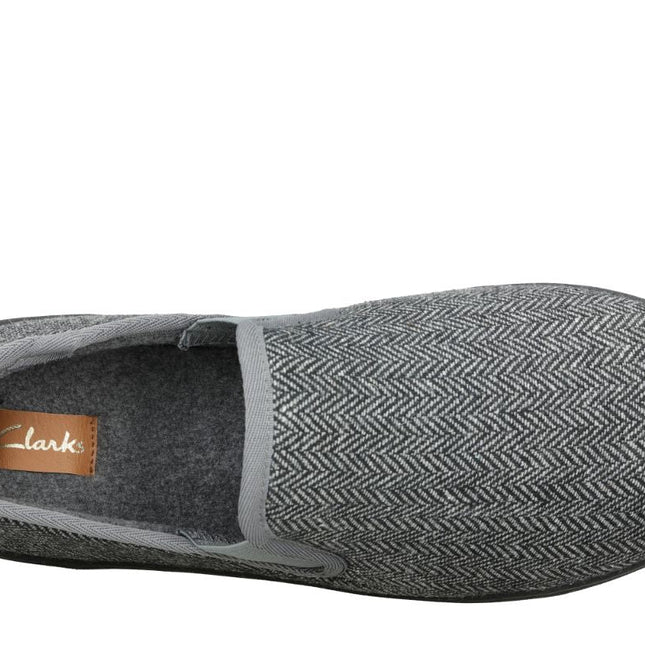 Clarks Men’s King Ease Dark Grey Textile Slip-On Slipper – Easy On/Off Comfort Slipper