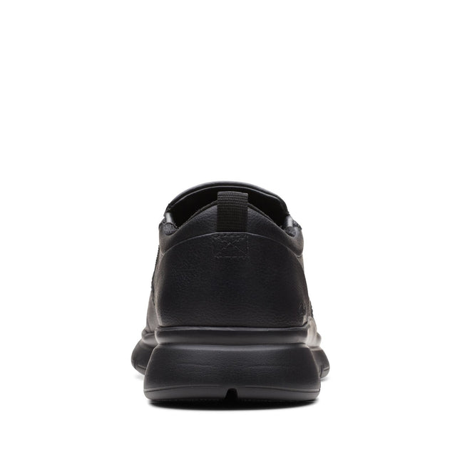 Clarks Men’s LT Slip Black Leather Slip-On Shoes – Lightweight Smart-Casual Leather Shoes with Cushioned Footbed & Easy On/Off Design
