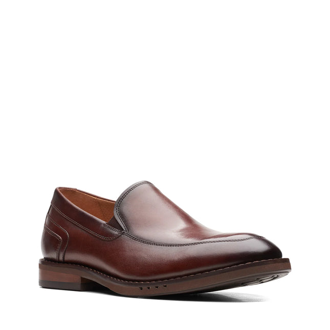 Clarks Un Hugh Step Brown Leather Slip-On Shoes – Lightweight Men’s Smart Casual / Dress Shoes with Cushioned Comfort & Flexible Sole