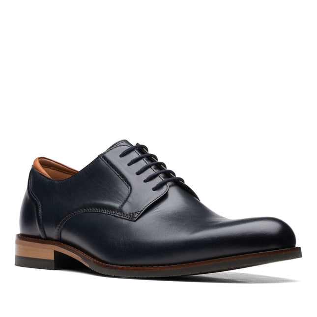 Clarks Men’s Craftarlo Lace Navy Leather Casual Shoes – Classic Lace-Up Leather Shoes with Comfortable Insole & Everyday Versatility