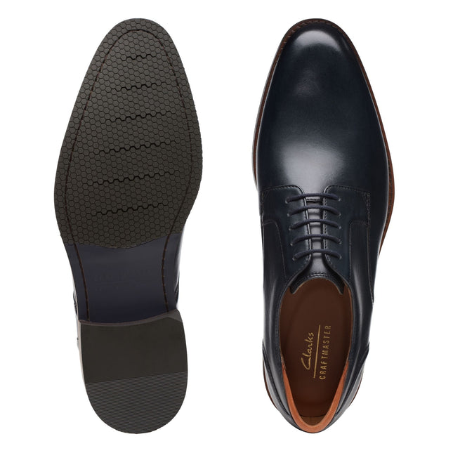 Clarks Men’s Craftarlo Lace Navy Leather Casual Shoes – Classic Lace-Up Leather Shoes with Comfortable Insole & Everyday Versatility
