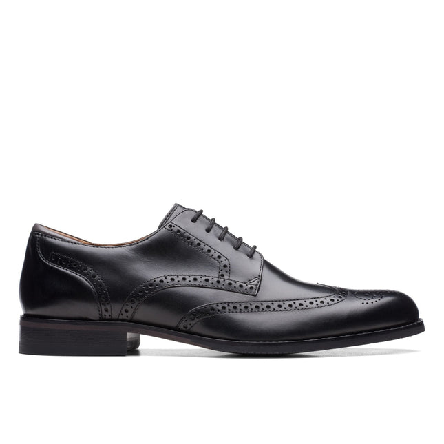 Clarks Men’s Craft Arlo Limit Black Leather Oxford Shoes – Classic Brogue Dress Shoes with Cushioned Footbed and Durable Rubber Sole