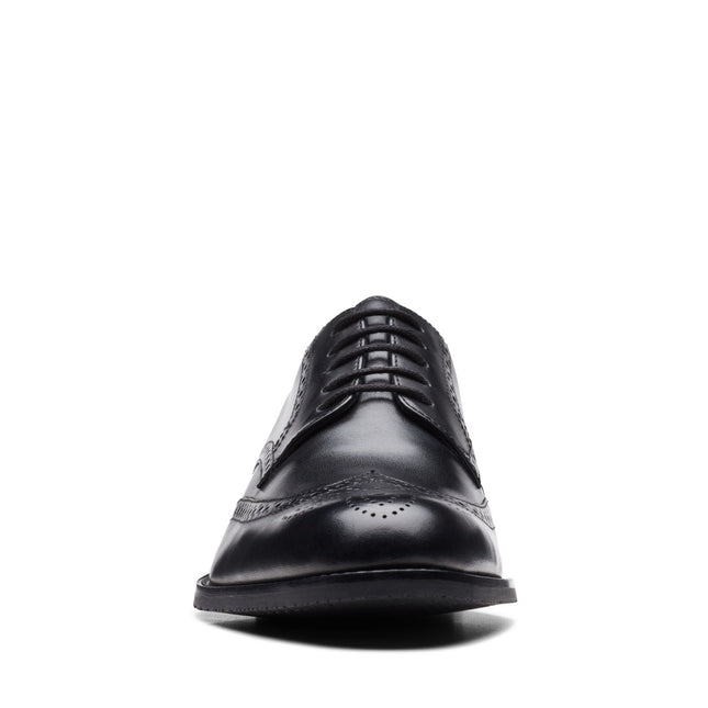 Clarks Men’s Craft Arlo Limit Black Leather Oxford Shoes – Classic Brogue Dress Shoes with Cushioned Footbed and Durable Rubber Sole