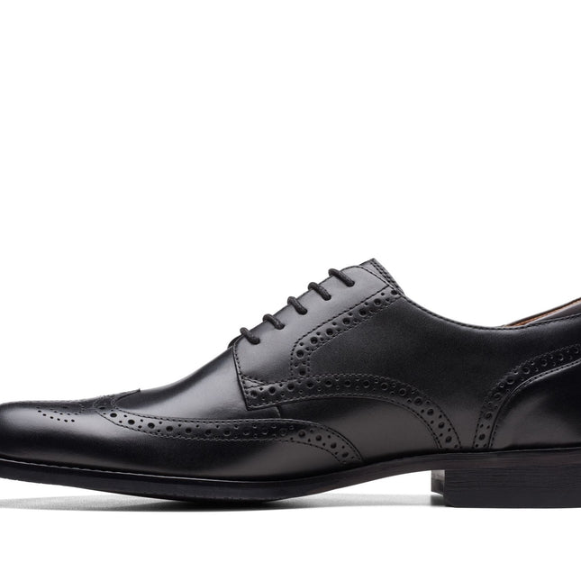 Clarks Men’s Craft Arlo Limit Black Leather Oxford Shoes – Classic Brogue Dress Shoes with Cushioned Footbed and Durable Rubber Sole