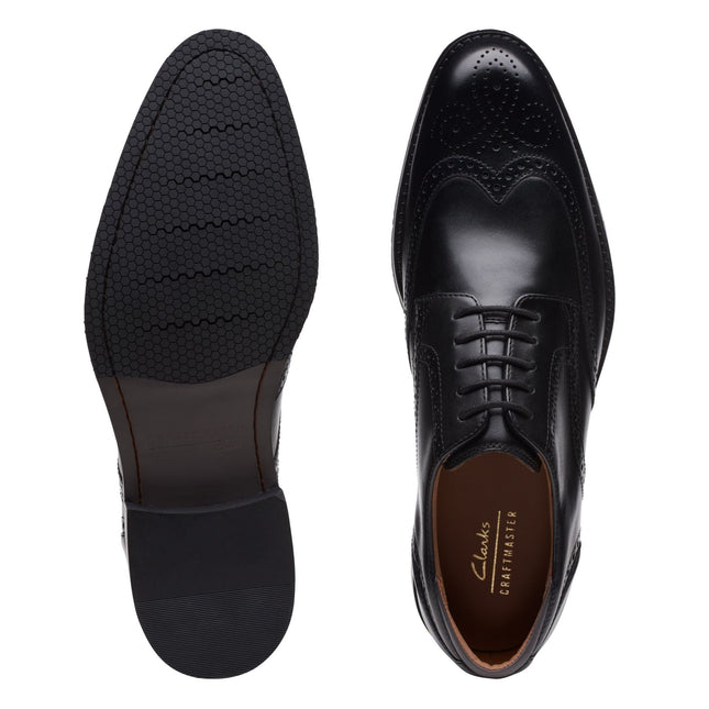 Clarks Men’s Craft Arlo Limit Black Leather Oxford Shoes – Classic Brogue Dress Shoes with Cushioned Footbed and Durable Rubber Sole
