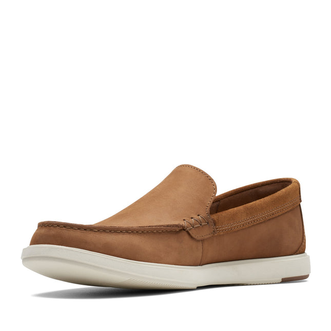 Clarks Men’s Bratton Loafer Dark Tan Nubuck Slip-On Shoes – Classic Casual Loafers with Cushioned Comfort & Flexible Sole