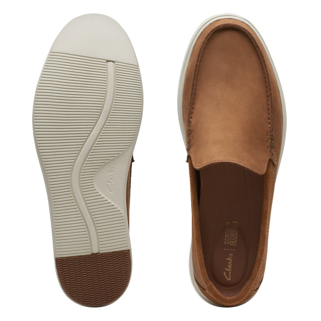 Clarks Men’s Bratton Loafer Dark Tan Nubuck Slip-On Shoes – Classic Casual Loafers with Cushioned Comfort & Flexible Sole