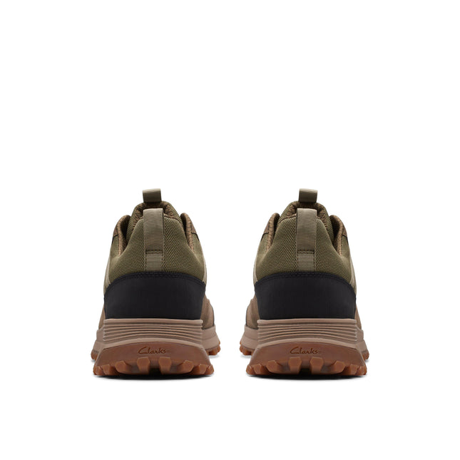 Clarks ATLTrekRun GTX Dark Olive Men’s Waterproof Leather Lace-Up Shoes – All-Weather GORE-TEX Trainers with Cushioned Comfort & Grippy Outsole
