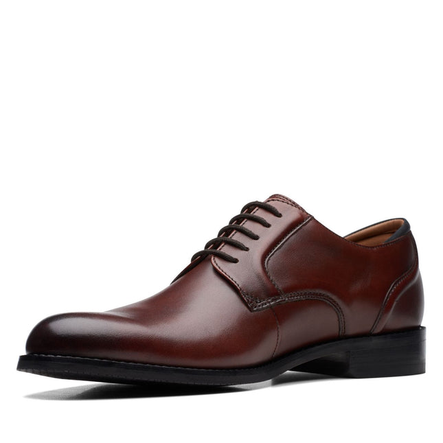 Clarks Mens Craft Arlo Lace – British Tan Leather Oxford Dress Shoe