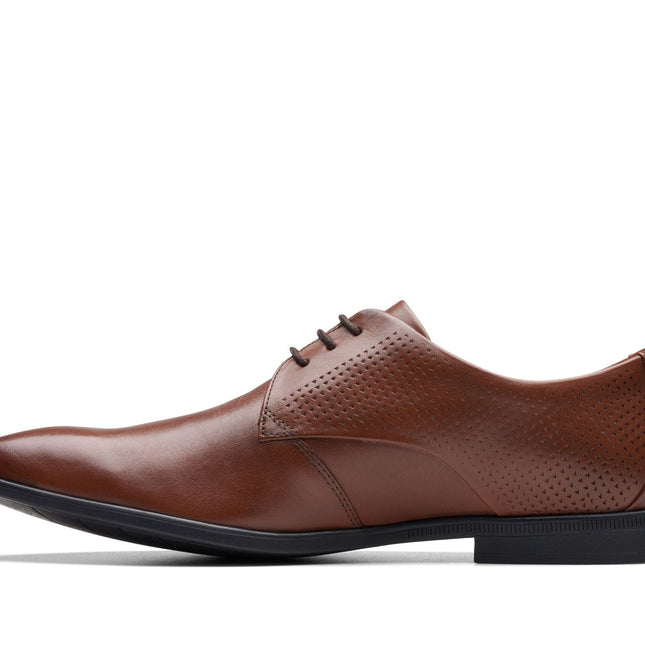Clarks Men’s Boswyn Lace Dark Tan Leather Lace-Up Shoes – Classic Casual Leather Shoes with Cushioned Comfort & Durable Outsole