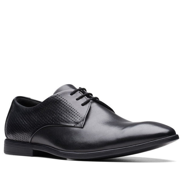 Clarks Men’s Boswyn Lace Black Leather Lace-Up Shoes – Classic Smart Casual Leather Shoes with Comfortable Footbed & Durable Sole