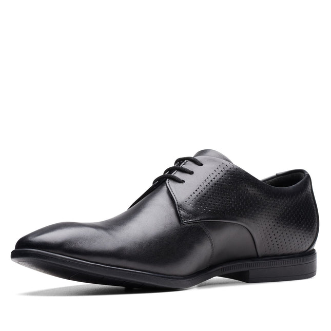 Clarks Men’s Boswyn Lace Black Leather Lace-Up Shoes – Classic Smart Casual Leather Shoes with Comfortable Footbed & Durable Sole