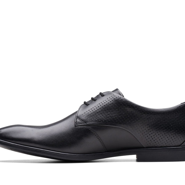 Clarks Men’s Boswyn Lace Black Leather Lace-Up Shoes – Classic Smart Casual Leather Shoes with Comfortable Footbed & Durable Sole