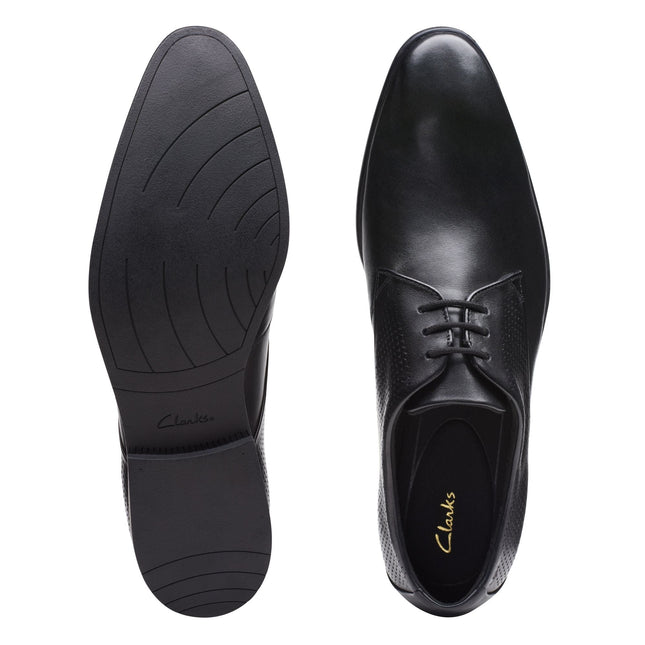 Clarks Men’s Boswyn Lace Black Leather Lace-Up Shoes – Classic Smart Casual Leather Shoes with Comfortable Footbed & Durable Sole