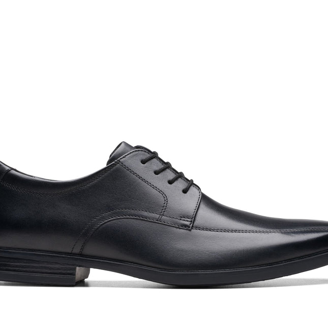 Clarks Men’s Howard Over Black Leather Dress Shoes – Classic Lace-Up Leather Shoes with Cushion Sole for Work & Smart Casual Wear