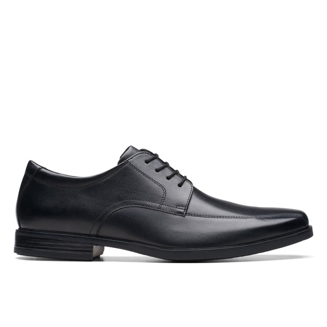 Clarks Men’s Howard Over Black Leather Dress Shoes – Classic Lace-Up Leather Shoes with Cushion Sole for Work & Smart Casual Wear