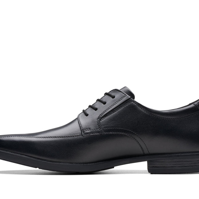 Clarks Men’s Howard Over Black Leather Dress Shoes – Classic Lace-Up Leather Shoes with Cushion Sole for Work & Smart Casual Wear