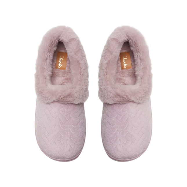 Clarks Women’s Twyla Star Lilac Wide Width Slippers – Soft Faux-Fur Lined, Cozy Indoor Shoes with Non-Slip Rubber Sole
